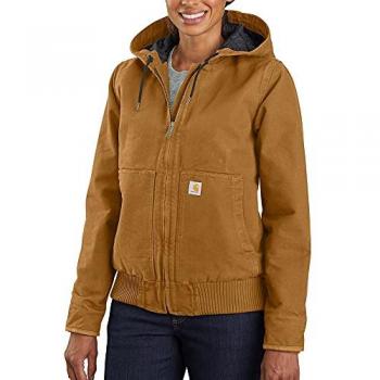 Carhartt Chaqueta Washed Duck Active Aislada para Dama, en Algodón de Lona con Efecto Desgastado, Loose Fit, Color Marrón, Talla L