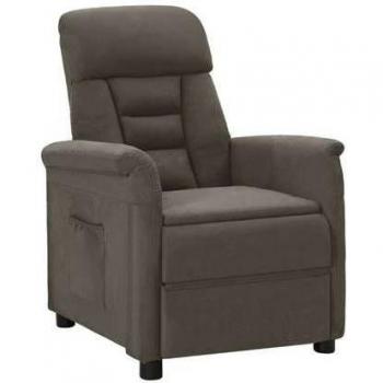 Sillón reclinable de cuero sintético gris oscuro VidaXL