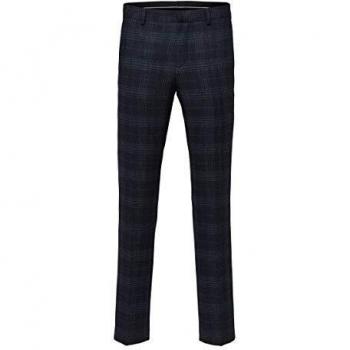 SELECTED HOMME Slhslim-myloiver Chk TRS B Noos Pantalones de Traje, Azul