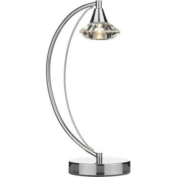 Lámpara de mesa Luther de cromo pulido y cristal con 1 luz, tipo: Lámpara de mesa, características: acabado en cromo pulido, material de cristal, fuente de luz 1x G9