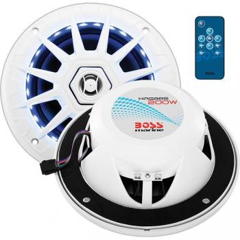 BOSS AUDIO MRGB65 Marine White 6.5 INCH 2 Way Speaker (Pair) Multi Color Illumination Wireless Remote