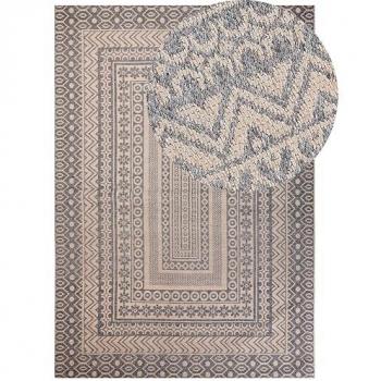 Alfombra moderna geométrica beige y gris de yute 160 x 230 cm para decoración del hogar