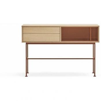 Consola Yoko 2 Cajones Acabado Roble/Teja 120cm x 80cm x 35cm