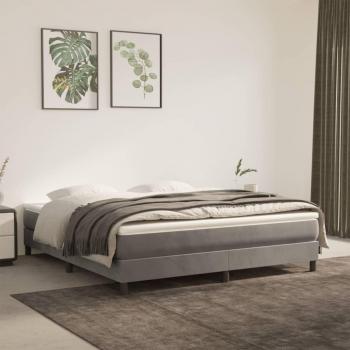 Estructura de cama box spring terciopelo gris claro 160x200 cm Vidaxl