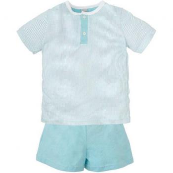 Pijama de bebé niño corto con camiseta de rayas