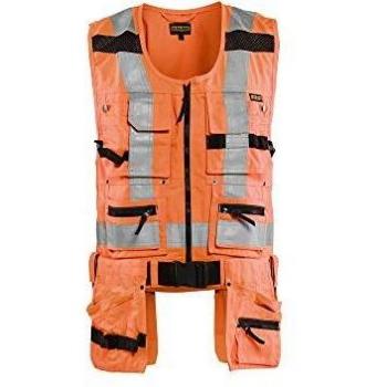 Chaleco de Trabajo Portaherramientas Alta Visibilidad Naranja Fluorescente Talla S