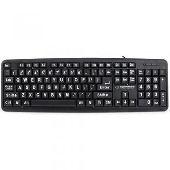 Esperanza EK129 USB Wired Keyboard with Large Letters - Black