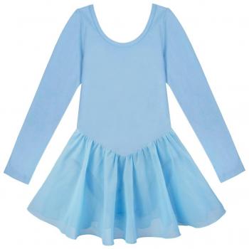 iiniim Maillot Ballet Niña Mangas Largas Vestido de Danza mono Leotardo Gimnasia Algodón Traje Bailarina Elástico 2-12 Años Azul L/7-8 años