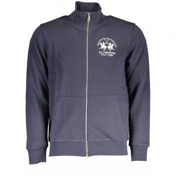 La Martina Blue Cotton Zip-Through Sweater - M