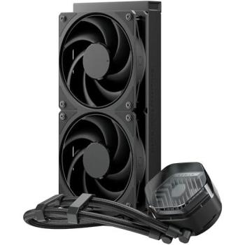 Refrigeración Líquida Cooler Master Liquid 240 Atmos Stealth - AIO para CPU, TDP 280W, Bomba de Doble Cámara, Ventiladores Mobius 120 Black Preinstalados, Compatible con LGA