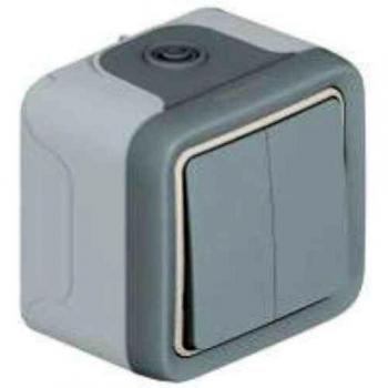 Legrand - 069725 pulsador doble gris plexo ii monob. sup. Ref. 6565120050