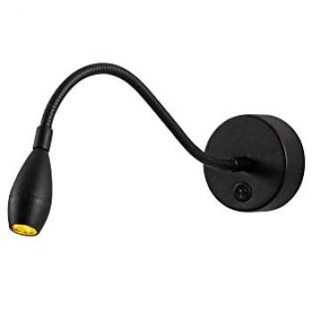 Aplique de pared redondo WELLHOME, metal negro, 8x38x15 cm, casquillo 2700K 1 W