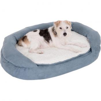 Cama ortopédica ovalada Memory Foam para perros - Tamaño mediano, Color gris, Dimensiones 100 x 65 x 22 cm (Largo x Ancho x Alto)