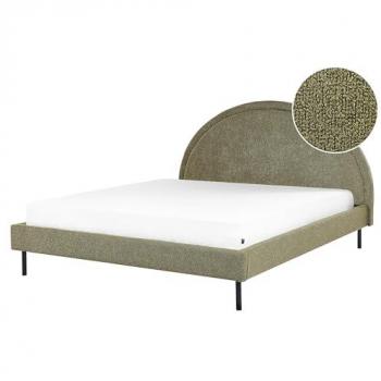 Cama Minimalista Margut Bouclé Verde 160 x 200 cm con Somier y Cabecero Semicircular