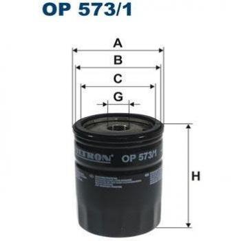 Filtro de aceite FILTRON OP 573/1, compatible con múltiples vehículos, diseñado para proporcionar una filtración eficiente y un flujo óptimo de aceite, fabricado con materiales de alta calidad para garantizar durabilidad y rendimiento