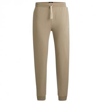 BOSS Pantalones Deportivos Mix&Match Loungewear, Color Beige, Talla XL, con logo pequeño en la parte frontal