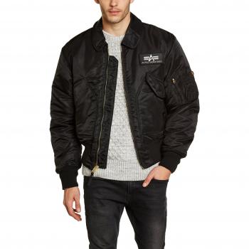 Alpha Industries CWU 45 Heritage Black Bomber Jacket for Men, Size L