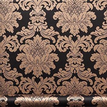 Equipo DRT Saraceno - Papel pintado, con diseño damasco, color bronce, 1 rollo