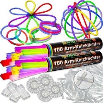 Pulseras fluorescentes, 200 unidades, 7 colores, con accesorios