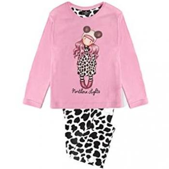 Pijama de Algodón para Niña Santoro Gorjuss Northern Lights Rosa con Animal Print, Manga Larga, Tejido Suave y Cinturilla Ajustable