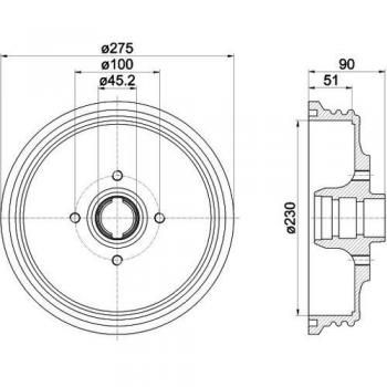 HELLA 8DT 355 301-351 Tambor de freno - 62911