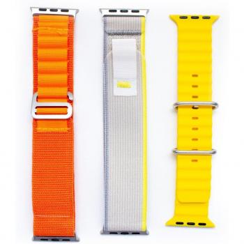 Friendly License - Pack de 3 correas FANCY MIX 1 compatibles Apple Watch 38/40/41 mm Naranja, Beige, Amarillo