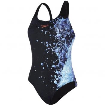 Speedo EnergyFlo Powerback, Bañador Mujer, Negro/Violeta / hierbabuena, 38