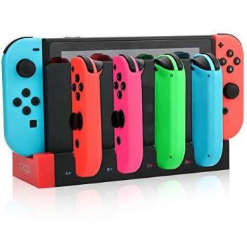RunSnail Base de Carga Cargador Compatible con Switch Joy-con, 4 en 1 Estación de Carga Dock con Indicador LED
