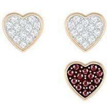 Swarovski Conjunto de pendientes Crystal Wishes Heart, multicolor, baño de oro rosa