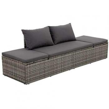 Grey Poly Rattan Garden Bed 195x60 cm