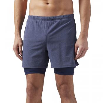 Reebok 2-1 Short Pantalón Corto, Hombre, Azul