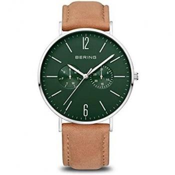 Bering Classic Men's Watch 41mm with Leather Strap and 3ATM Water Resistance