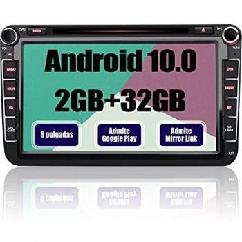 AWESAFE Android 10.0 [2GB+32GB] Radio Coche con Pantalla 2 DIN para VW, Autoradio para VW con WiFi/GPS/Bluetooth/RDS/CD DVD/USB/FM AM/SD/RCA, Admite Mandos del Volante y Aparcamiento