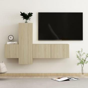 Juego de muebles para puerta de TV 3 piezas color roble Sonoma Multilayer