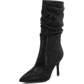BOTA DE MUJER XTI 143023 NEGRO CREMALLERA - Botas de mujer con tacón fino, cremallera lateral, color negro, talla 41, altura del tacón de 5 a 8 cm