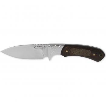 iFIELD Cuchillo de Caza Deportivo Camper EL29016, Total 22,8 cms, Mango Stamina Decorada CNC, Hoja de Acero INOX 3Cr13,con Funda de Piel, Herramienta de Camping para Pesca, Caza, Actividad Deportiva