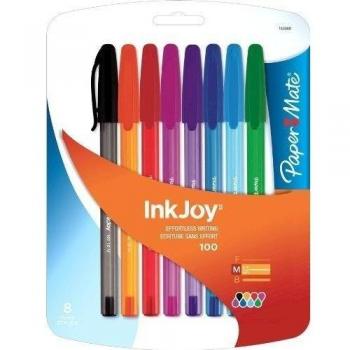 Paper Mate InkJoy 100ST Ballpoint Pen, Capped, Fashion Colors, 8-Pack by Paper Mate