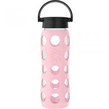 Botella de vidrio LifeFactory Classic 650 ml color rosa desierto con tapón