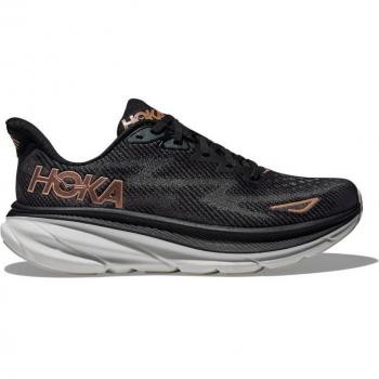 Hoka One One Women's Clifton 9 Running Shoes - Black/Rose Gold, Size 38