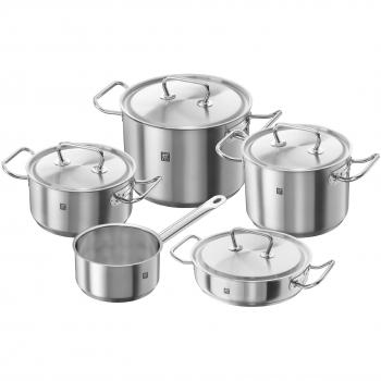 ZWILLING Batería de Cocina de 5 Piezas, 4 Tapas, Apto para Inducción, Acero Inoxidable, Twin ClassicC, Ø 16cm, Ø 20 cm, Ø 24 cm