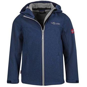 Trollkids Chaqueta Impermeable Oppland para niños, Color Azul Oscuro/Antracita Talla 4 años