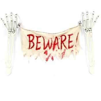 Brazo Esqueleto con Cartel Beware de 44x70 cm