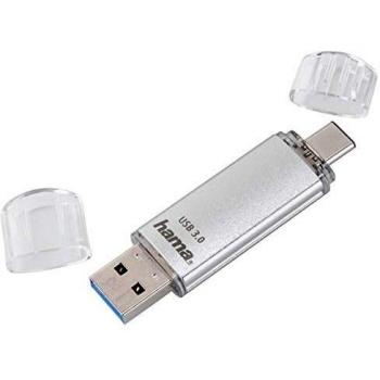 Hama USB Stick C-Laeta 256 GB, USB-C/USB-A, 3.1/3.0, 70 MB/s, Plata