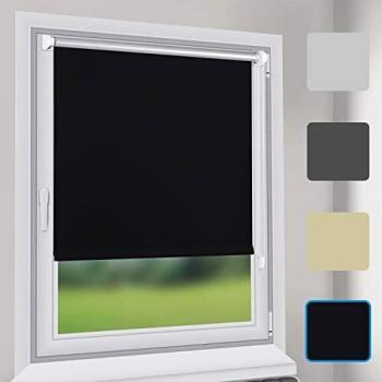 Estores enrollables opacos Sekey 80cm x 150cm Negro Estores enrollables sin perforación Estores enrollables de Aislamiento térmico Estores enrollables Laterales para Puertas y Ventanas