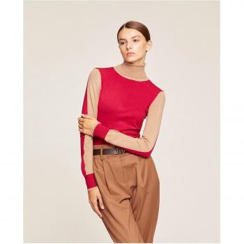 Jersey de cuello alto block color con mezcla de viscosa
