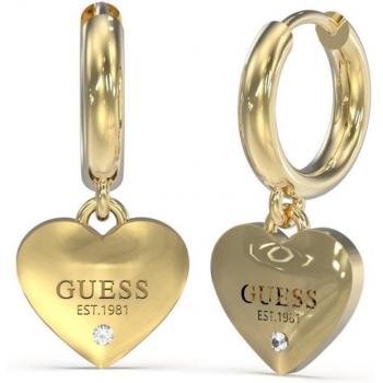 Guess - Pendientes Huggie me de acero dorado