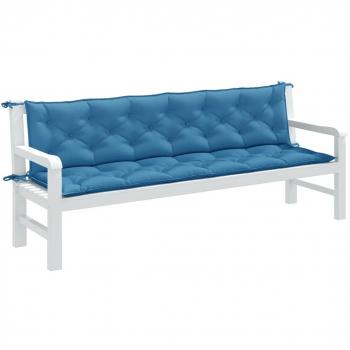 Cojines de Banco de Jardín 2 Piezas Tela Azul Melange 200x50x7 cm