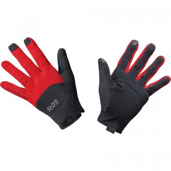 GORE Wear, Guantes cortavientos de ciclismo, C5 GORE WINDSTOPPER Gloves, Talla: 9, Color: Negro/Rojo, 100125
