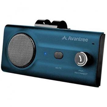 Avantree CK11 Bluetooth 5.0 Kit Manos Libres para Coche, Altavoz Fuerte, Conecta con Siri, Google Asistente, Movimiento Automático Activado, Botón de Volumen, Inalámbrico para Visera - Azul