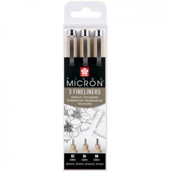 Sakura Pigma Micron Fineliner Pens, Black, Set of 3 Different Point Sizes